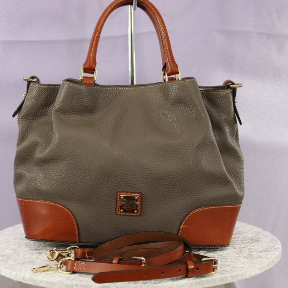 Dooney & Bourke Pebble Grain Satchel Tote Bag with Wallet & Wristlet Set – Taupe - Picture 3 of 16